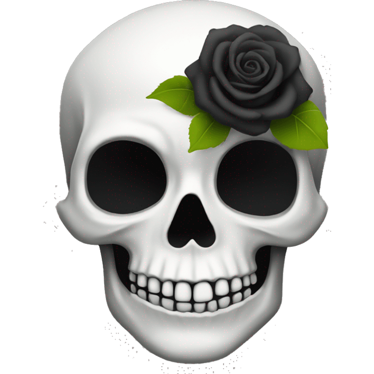 White skull with black roses emoji