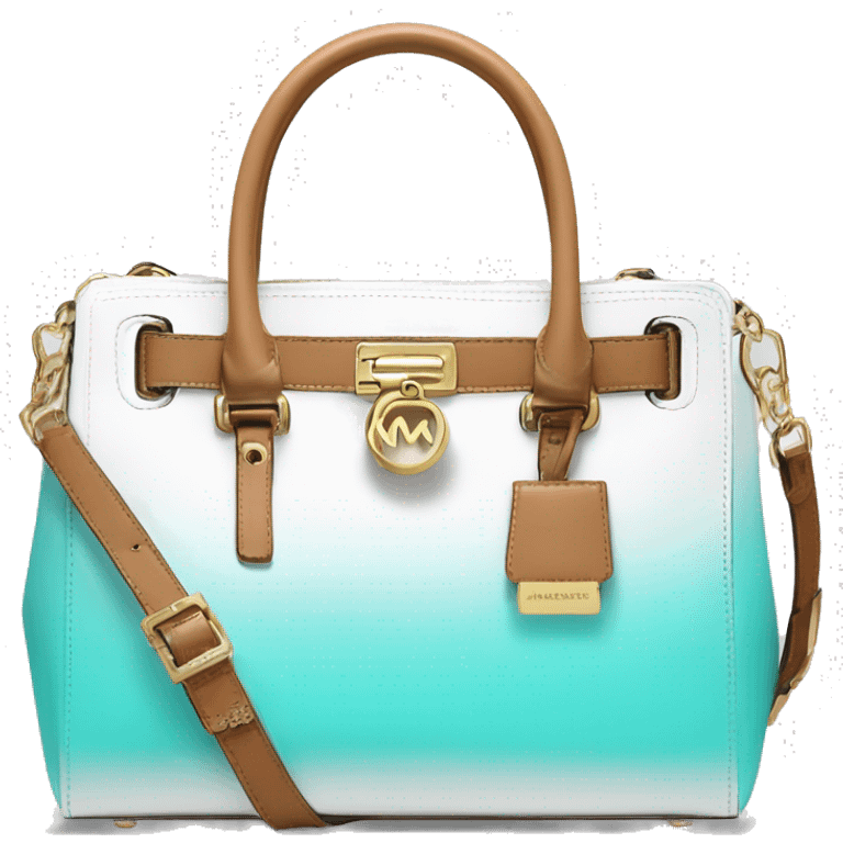 Realistic tiffany blue to white ombre michael kors satchel purse. emoji