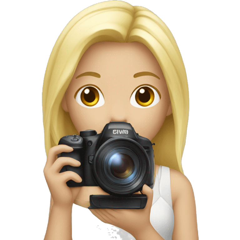 Blonde girl with a camera emoji