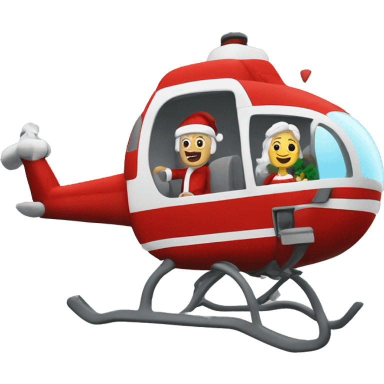 Santa and Mrs claus in a helicopter emoji