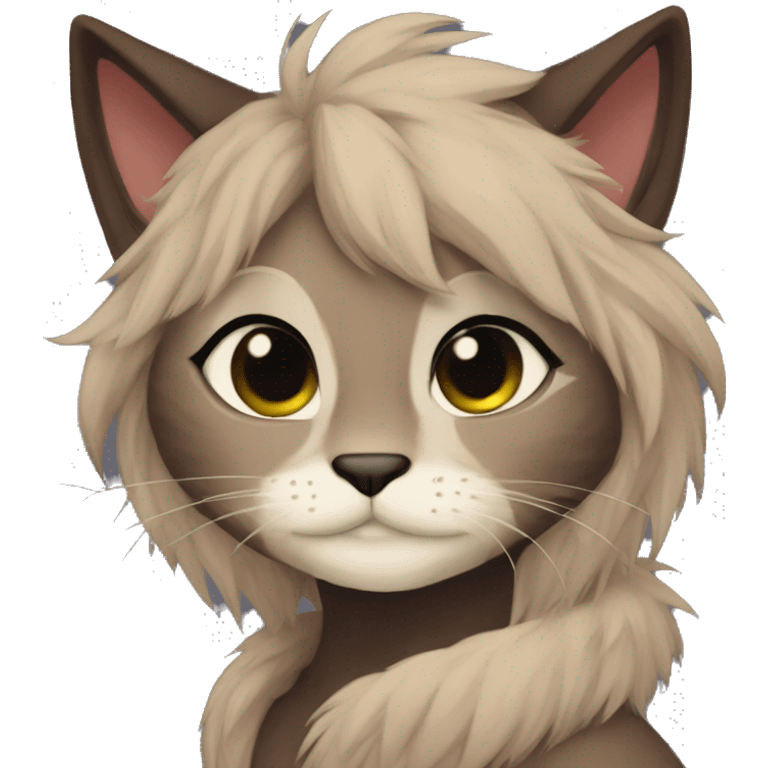 Anthro Shy Cute Cool Edgy Pretty Dark Brown Furry Feline Animal Anthro Sona emoji