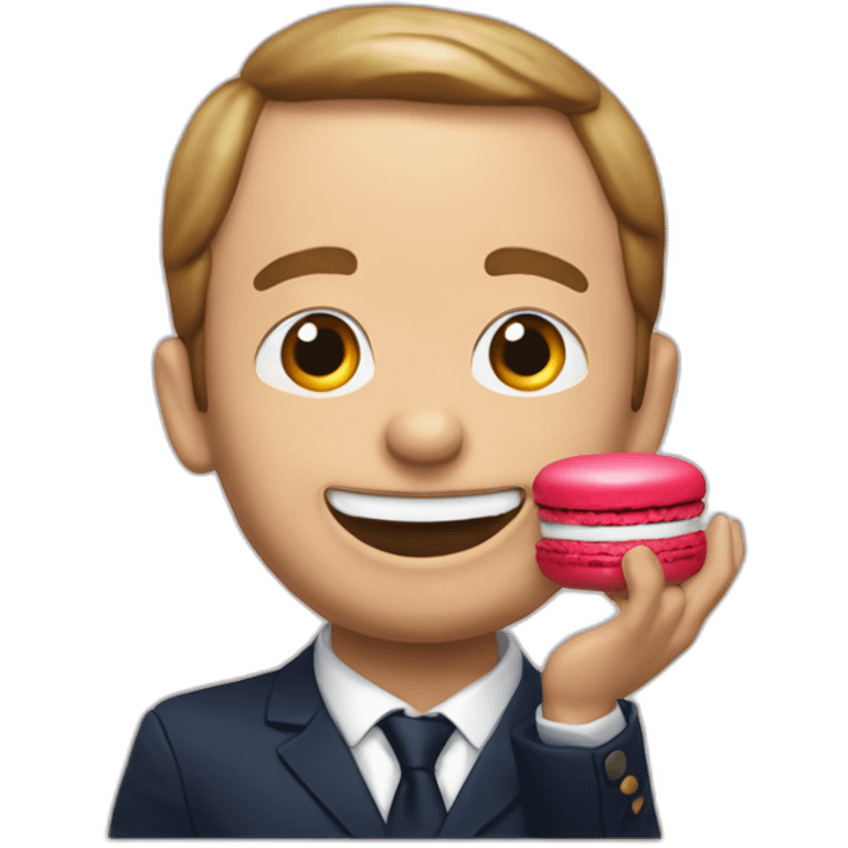 Macron qui mange un macaron emoji