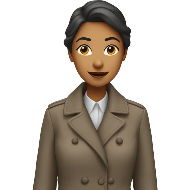 Woman in coat pant with eyes and nose emoji