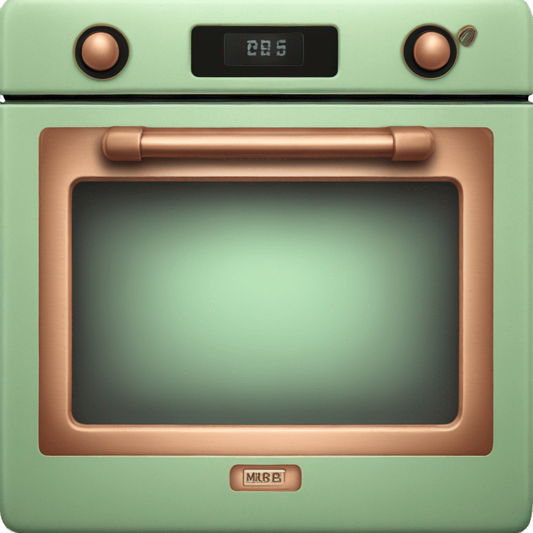 Realistic pastel green and metallic copper vintage oven. emoji