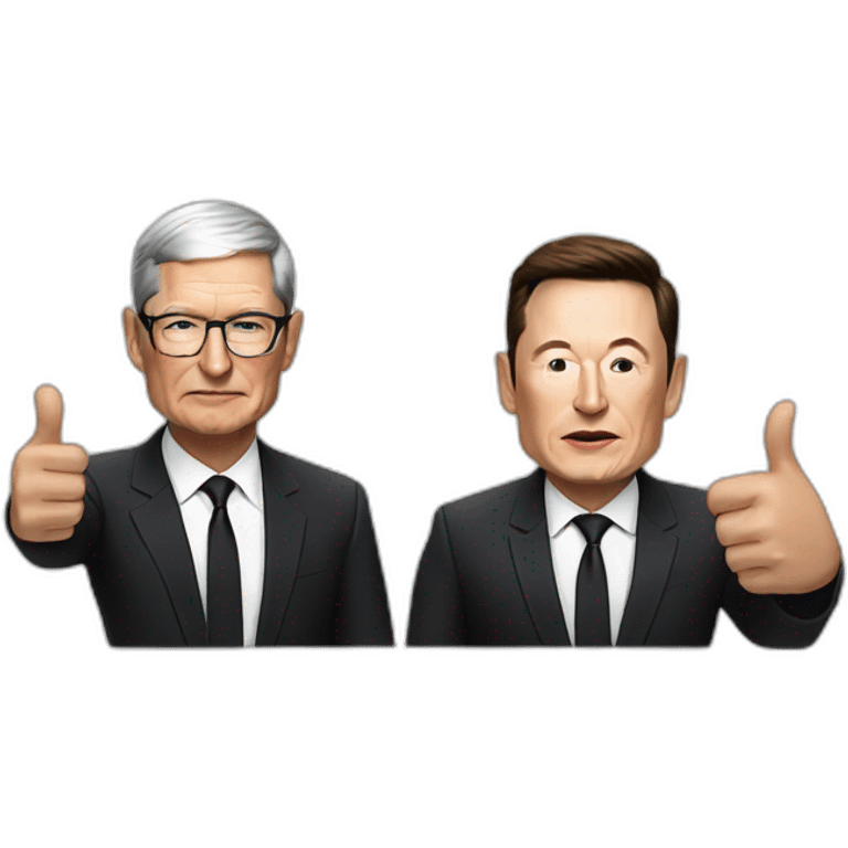 Tim Cook and Elon musk giving both thumbs down emoji