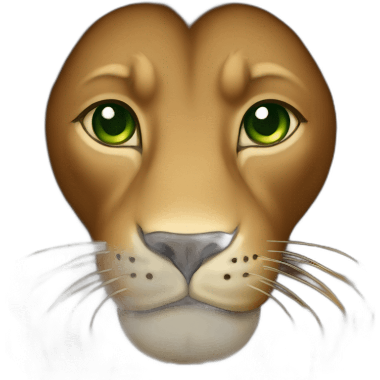 brown lion with brown mane green eyes emoji