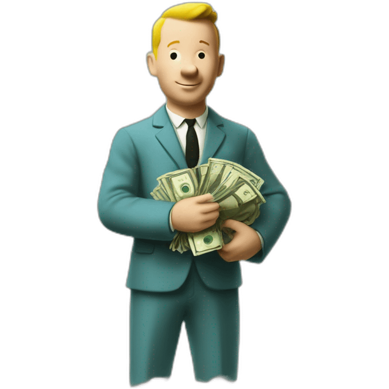 Tintin with much money emoji