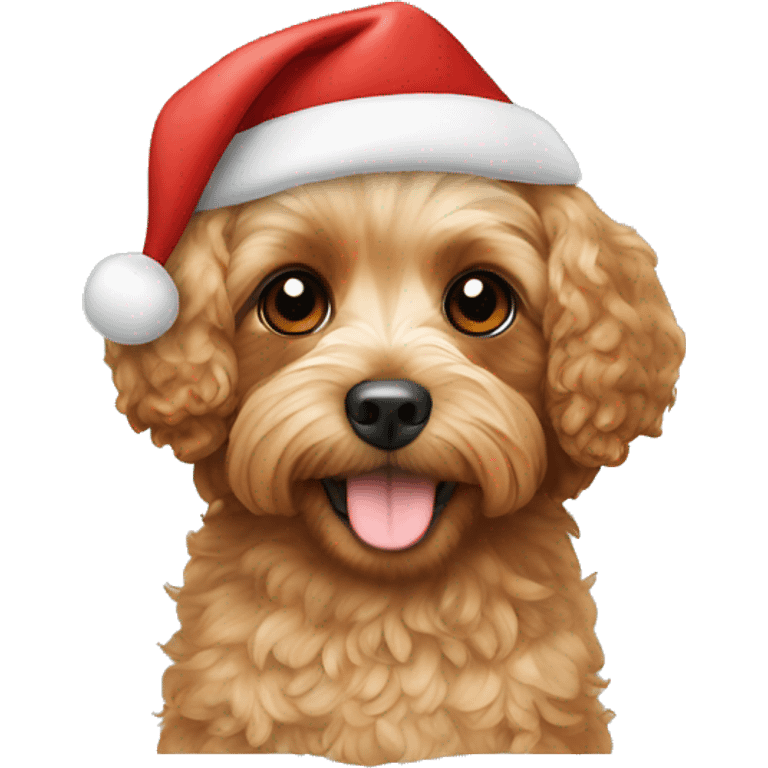 Cavapoo with Christmas hat emoji