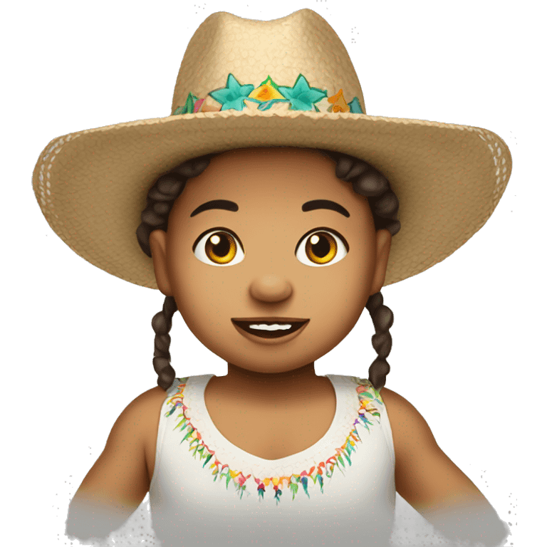 Crazy brunette baby wearing sombrero  emoji