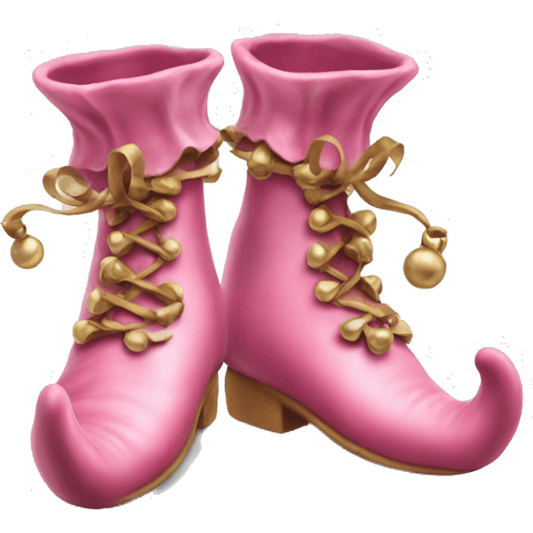 Realistic isolated pink elf shoes with bells. emoji