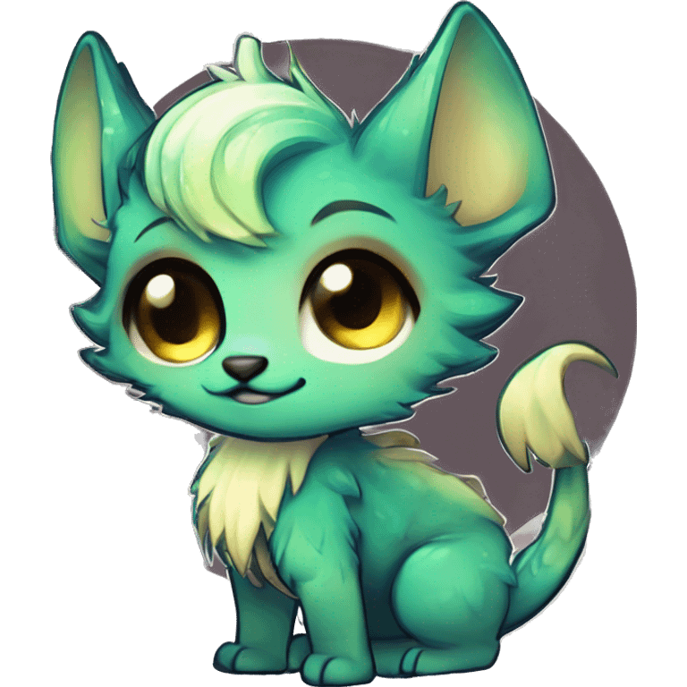 Cool cute Kawaii edgy fantasy shiny chibi animal creature fursona Fionbri vernid by griffsnuff & LiLaiRa & Falvie full bodyal emoji