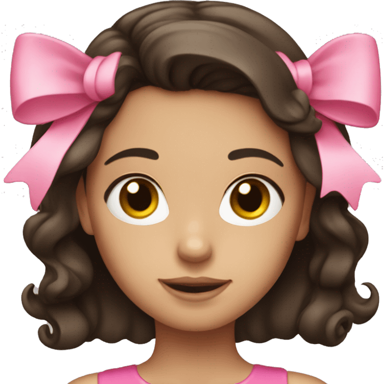 brunette girl with pink bow  emoji