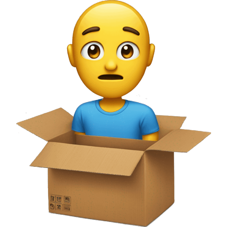 Someone asking for help with a cardboard emoji