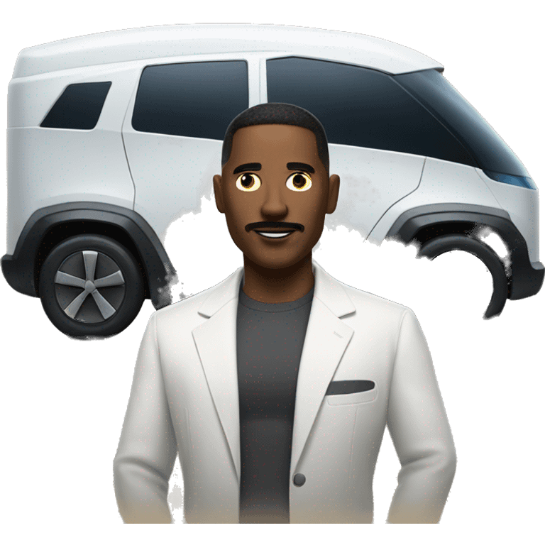 big men with tesla cybertruck emoji