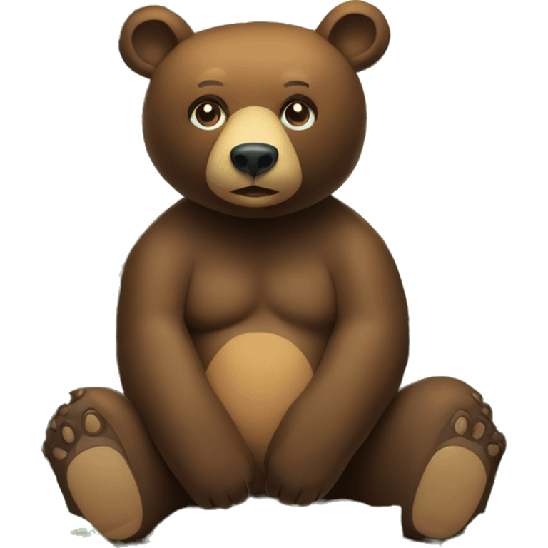 Bear sitting under huge leave in rainforest  emoji