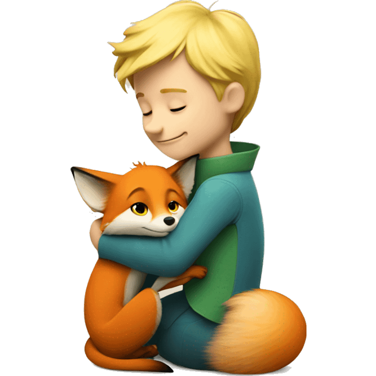 The little prince hugs the fox emoji