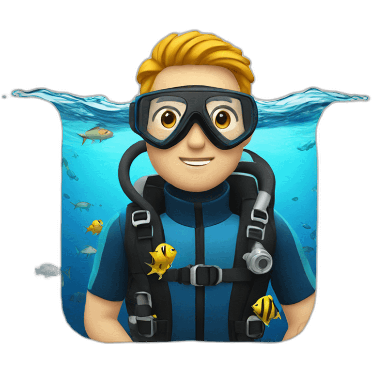 Scuba diver with fishes emoji