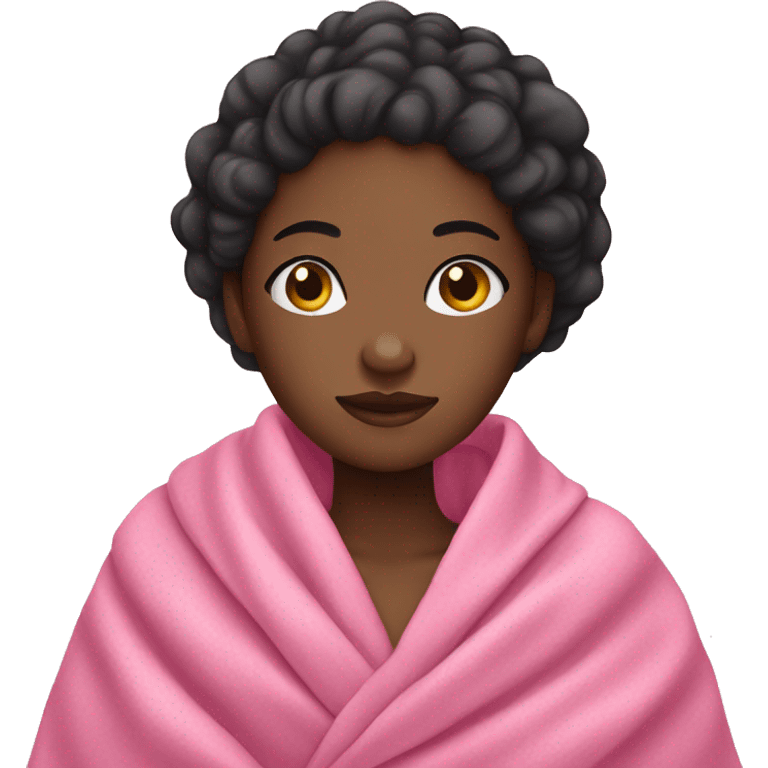 Black girl wrapped in pink blanket emoji