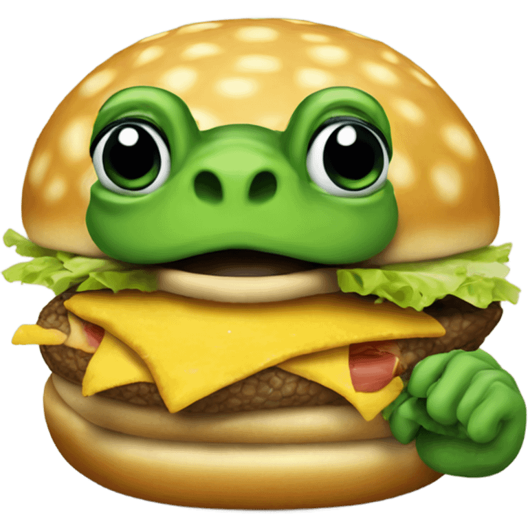 turtle eating burger emoji