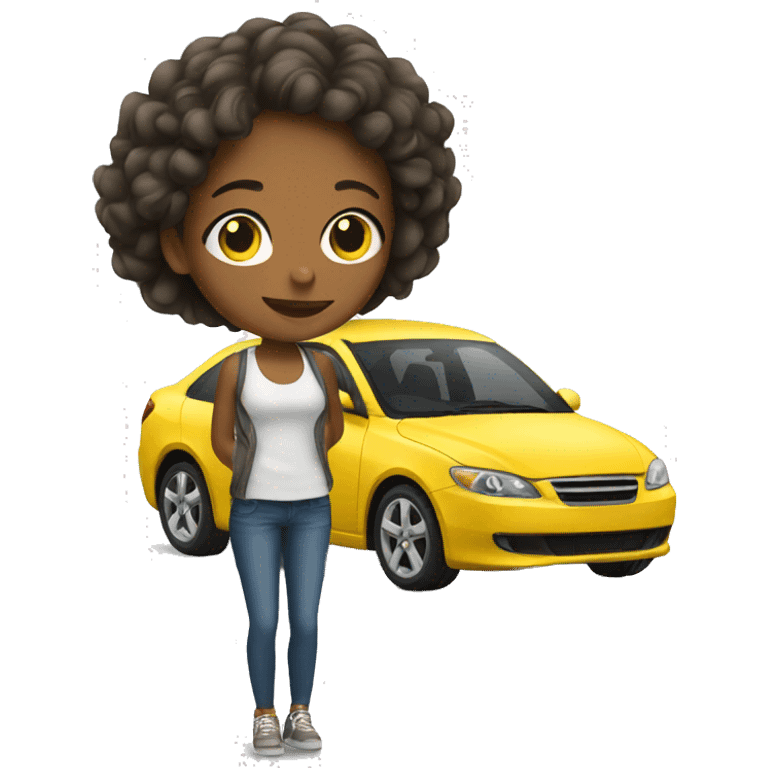 Girl with car emoji