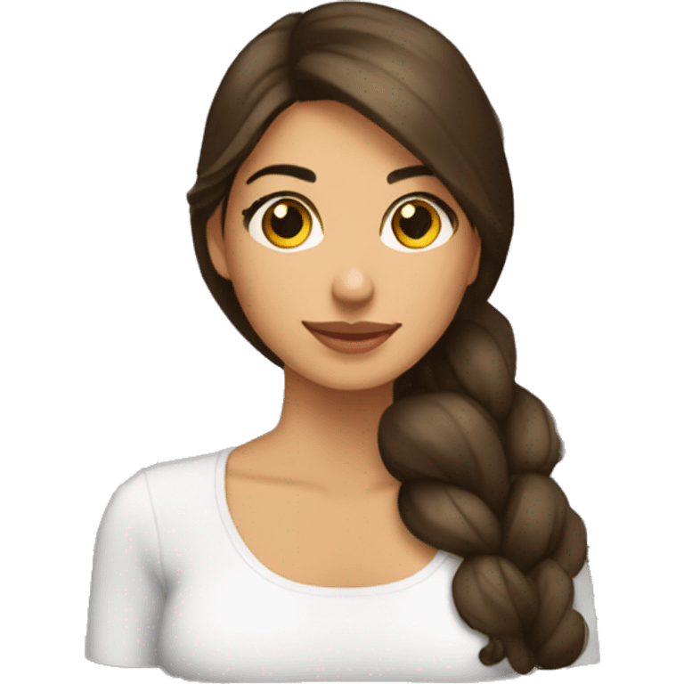 Mujer morena cabello largo emoji