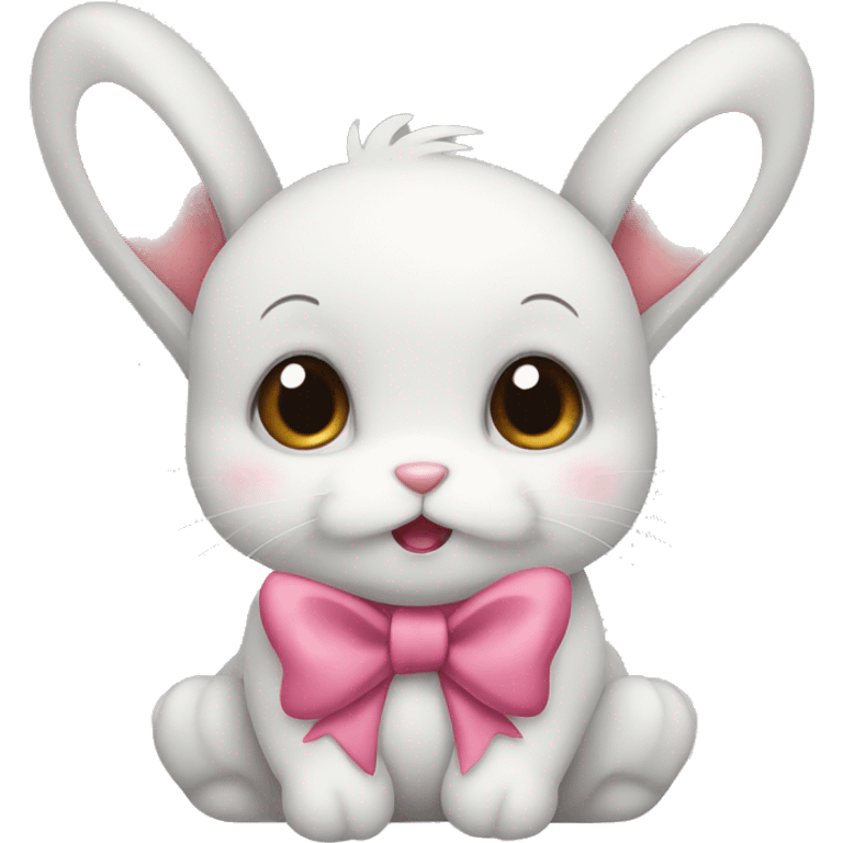 cute bunny with bow emoji