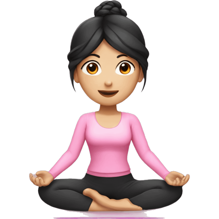 asian girl black hair with pink yoga set emoji