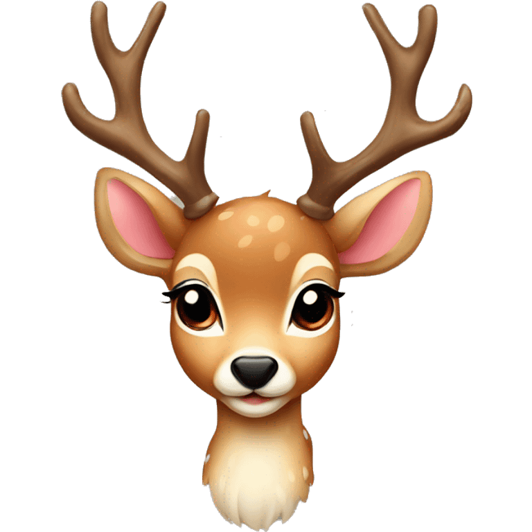 Baby deer-antlers love with red bow emoji