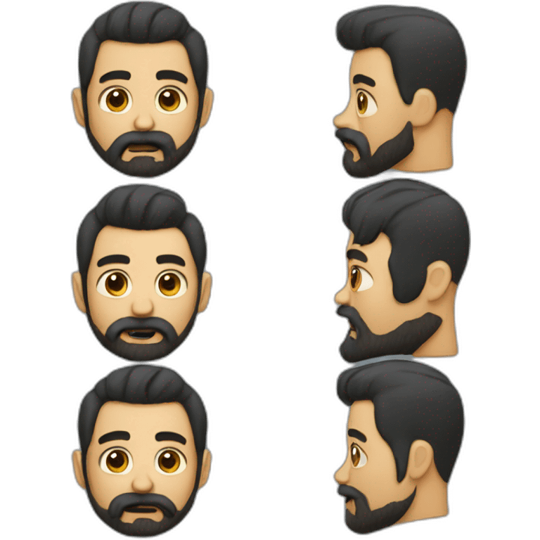 confuse beard man black hair emoji