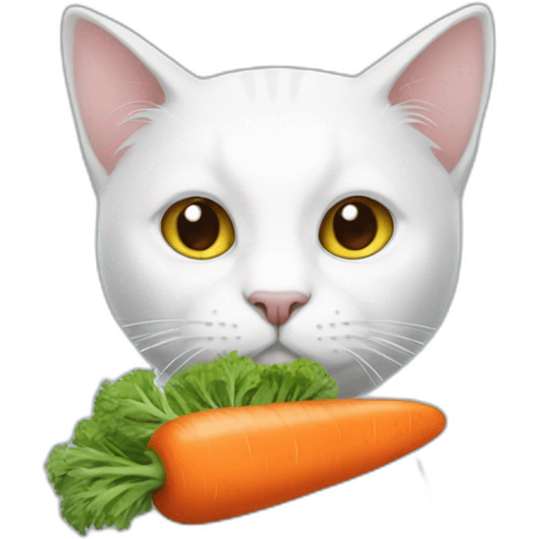 dark white cat holding carrot emoji