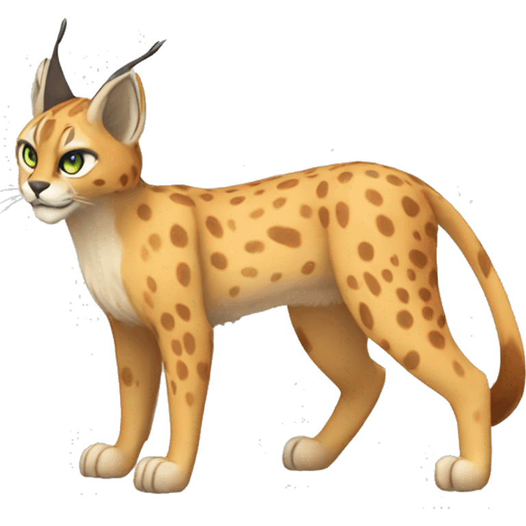 spotted Lynx-Caracal-Fakemon-hybrid with orange points full body emoji