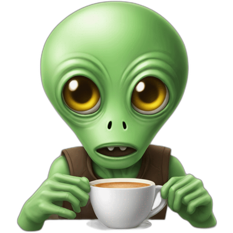 Alien tomando café emoji