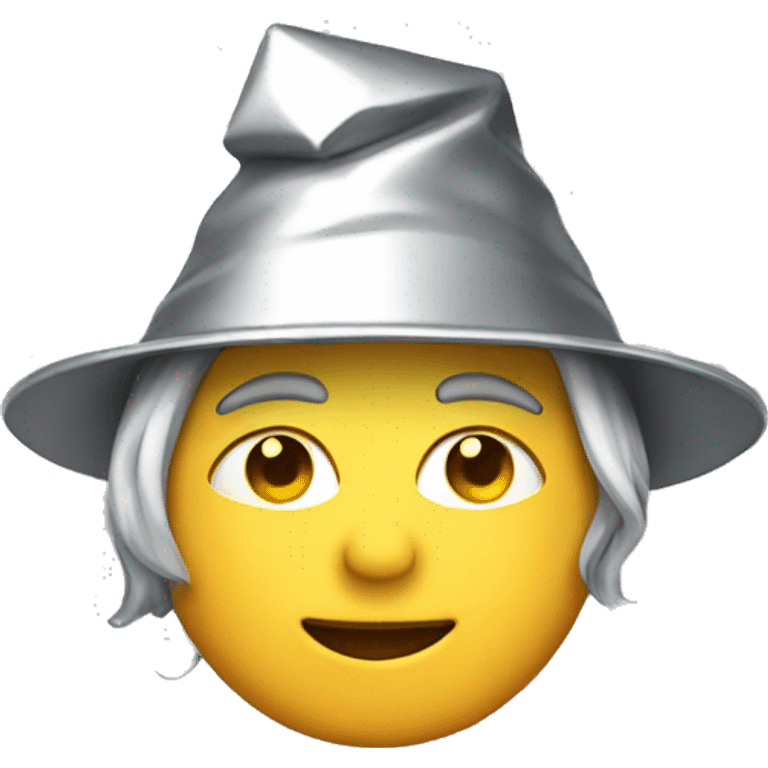 Person wearing tinfoil hat emoji