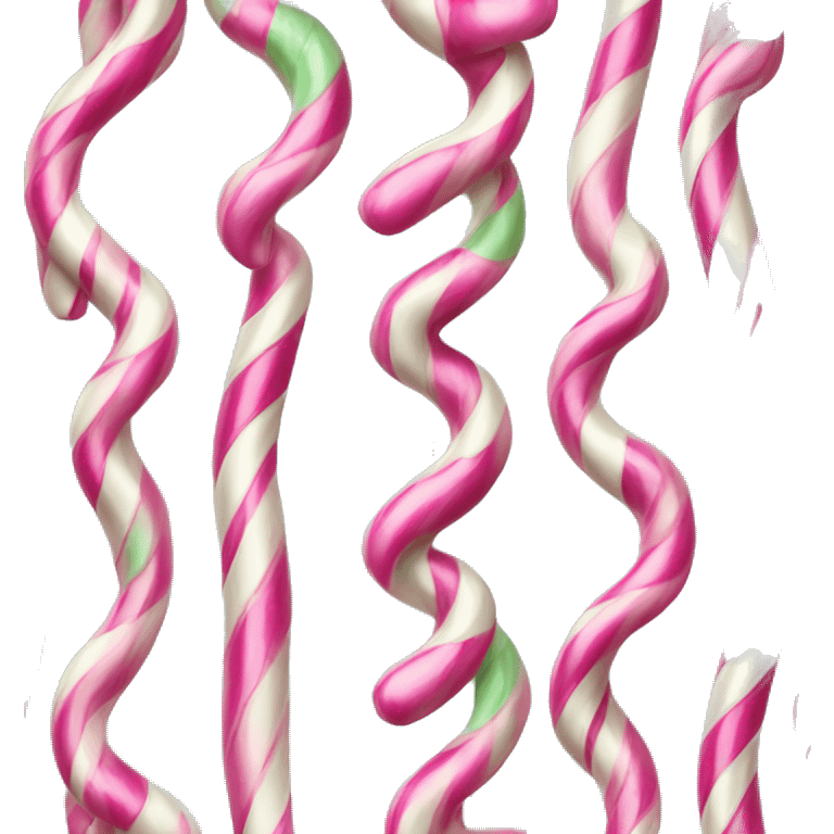 Realistic Isolated hot pink and mint green striped candy cane. emoji