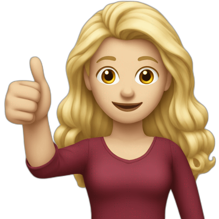 blonde-long-hair-lady-with-burgundy-blouse-thumbs-up emoji