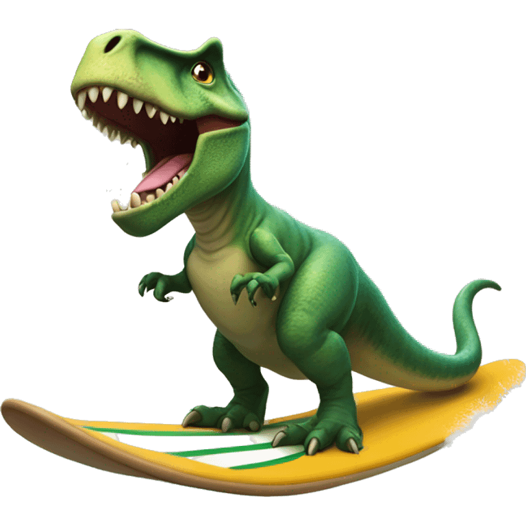 T rex on surfboard emoji