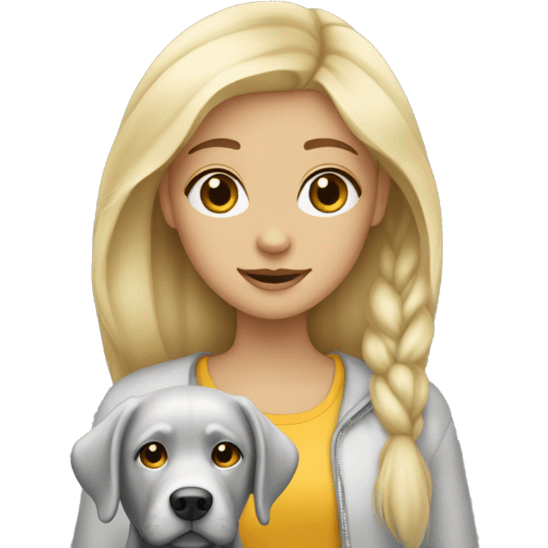 Blonde girl with a silver lab emoji