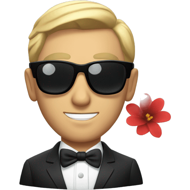 James bond with flower glasses emoji