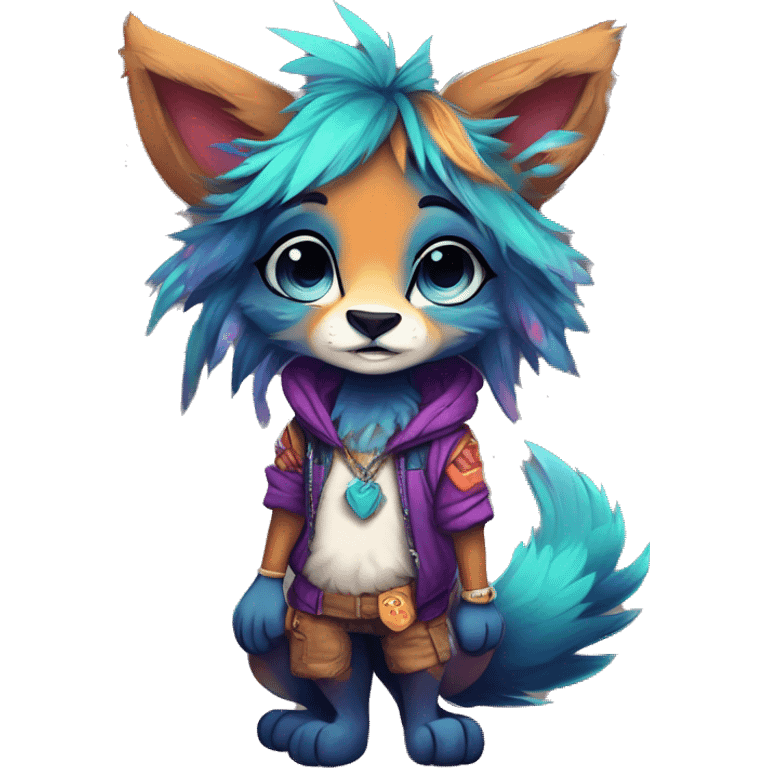 Cool cute Kawaii edgy colorful anthro fantasy animal fursona by griffsnuff & LiLaiRa & Falvie full body emoji