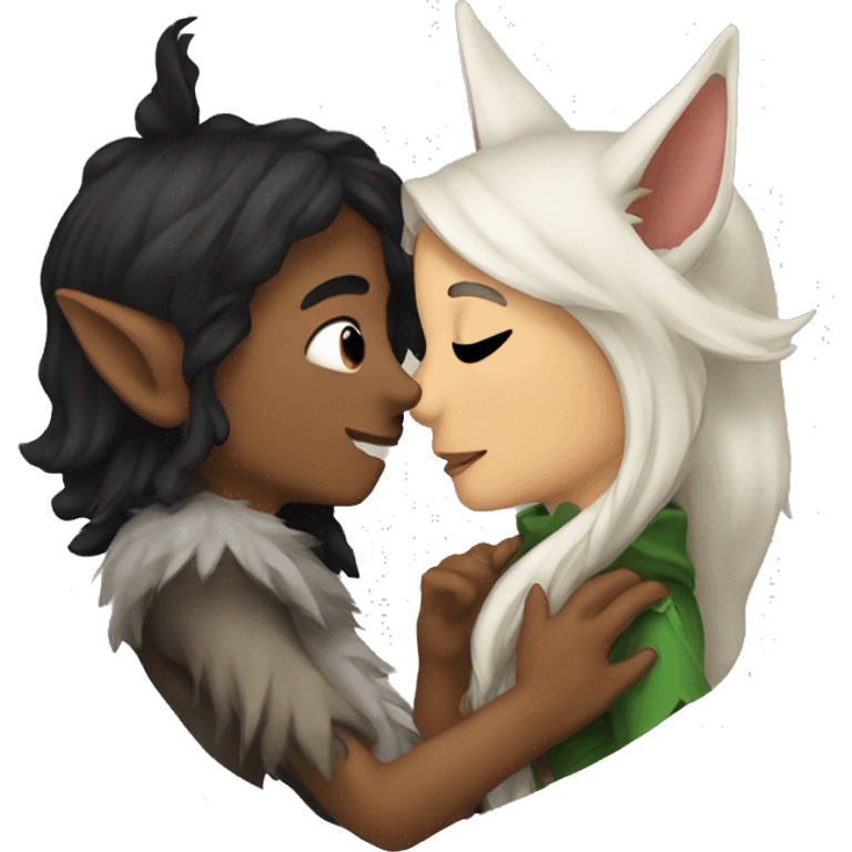 am elf and wolf kissing  emoji