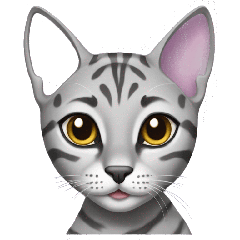 Grey bengal girl cat with lilac colar emoji