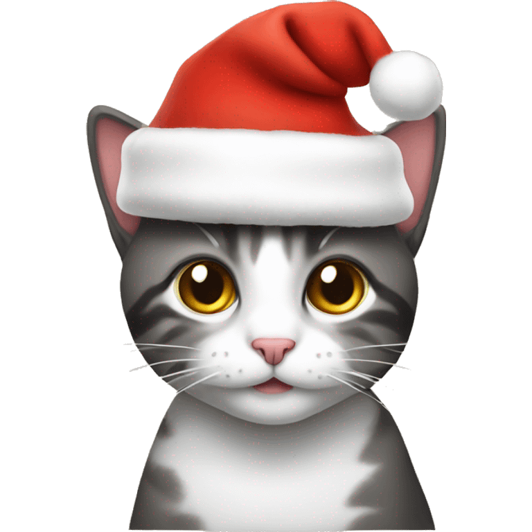 Cat wearing a Christmas hat emoji