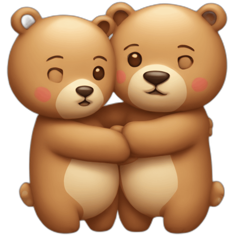 Female bear and male bear kissing, face only, with hearts above them emoji