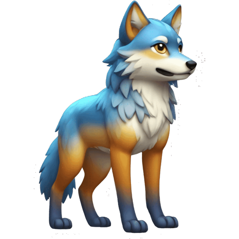 Colorful Shiny Fionbri-Falvie-wolf full body emoji