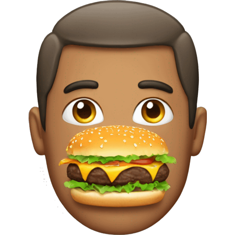 Burger with man’s face on  emoji