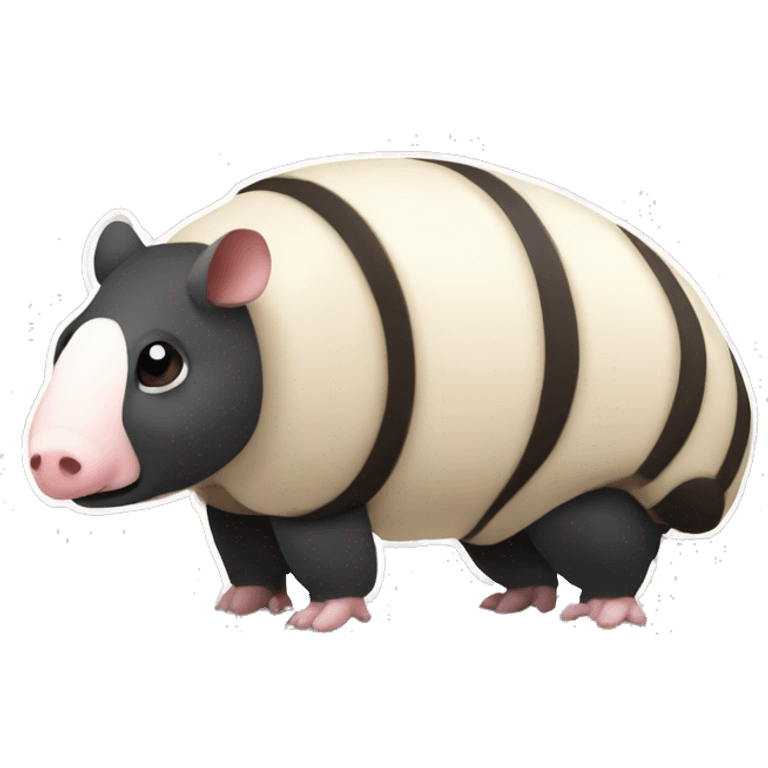 Black and white piebald chubby round rotund armadillo pig panda centipede armadillo  emoji