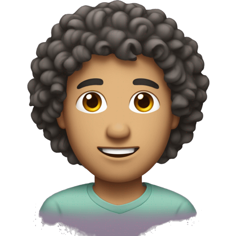 Latin man with curly hair and ayes a little bit asian and gradient cut in head side emoji