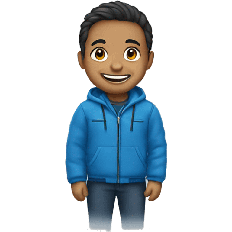 smiling midget in blue jacket emoji