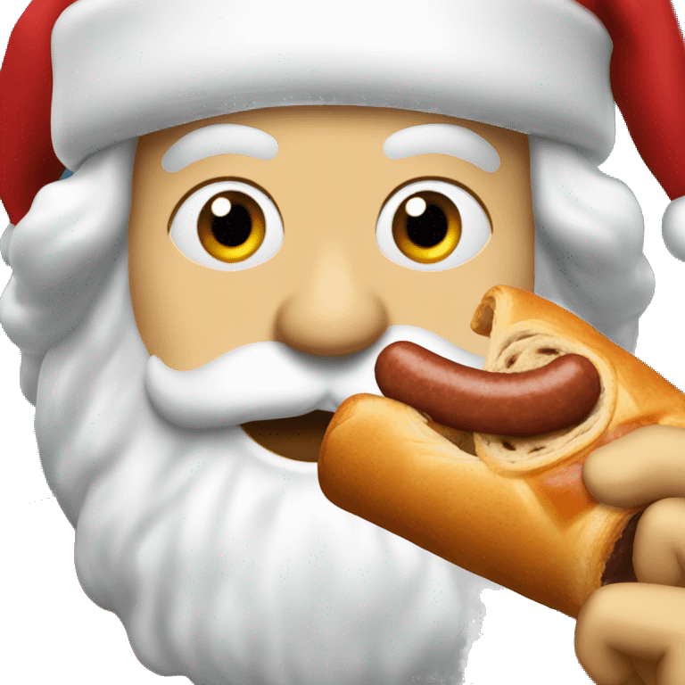 Santa claus eating sausage roll emoji