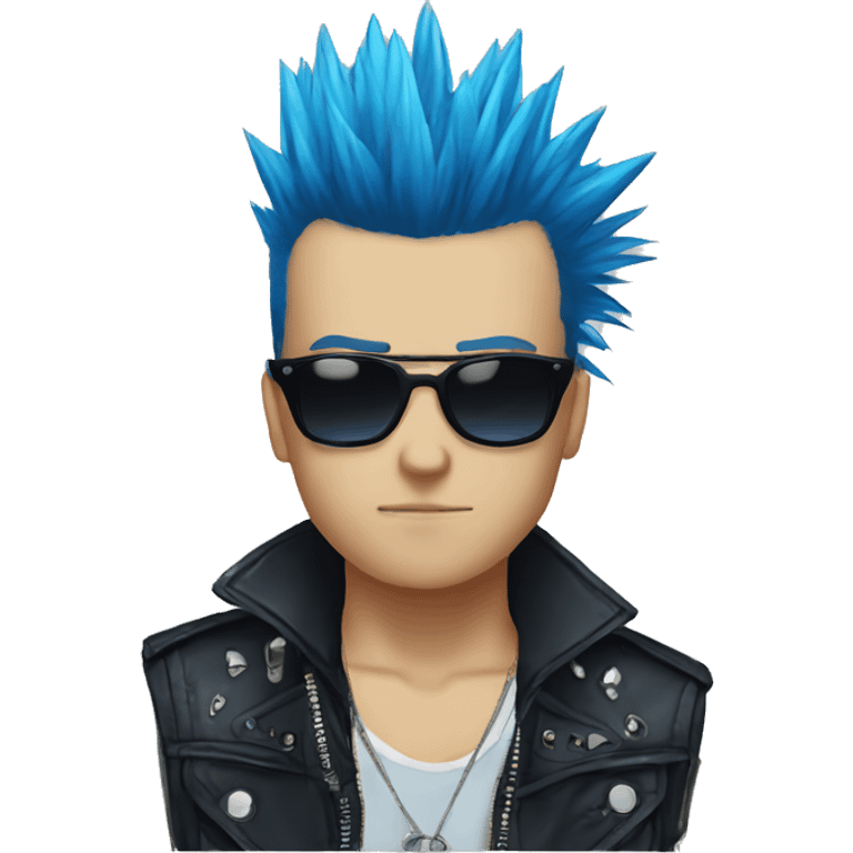 punk, blue mohawk, sunglasses, anime emoji